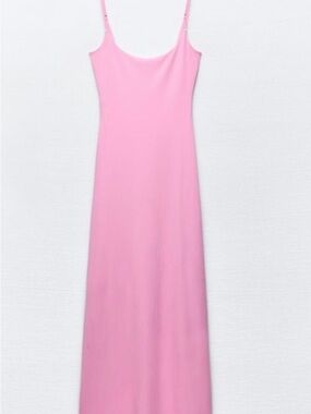 Zara Pink Slip Maxi Dress with Slim Straps